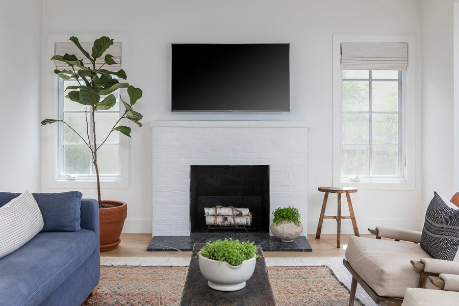 Manhattan Beach White Brick Fireplace