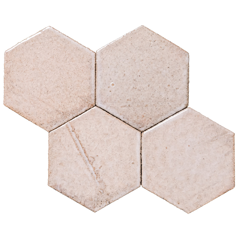 CLARA Tierra Madre 4 inch hexagon in the Pearl glaze