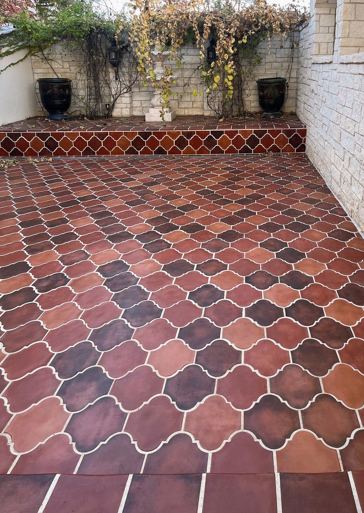 Courtyard floor and tiled steps