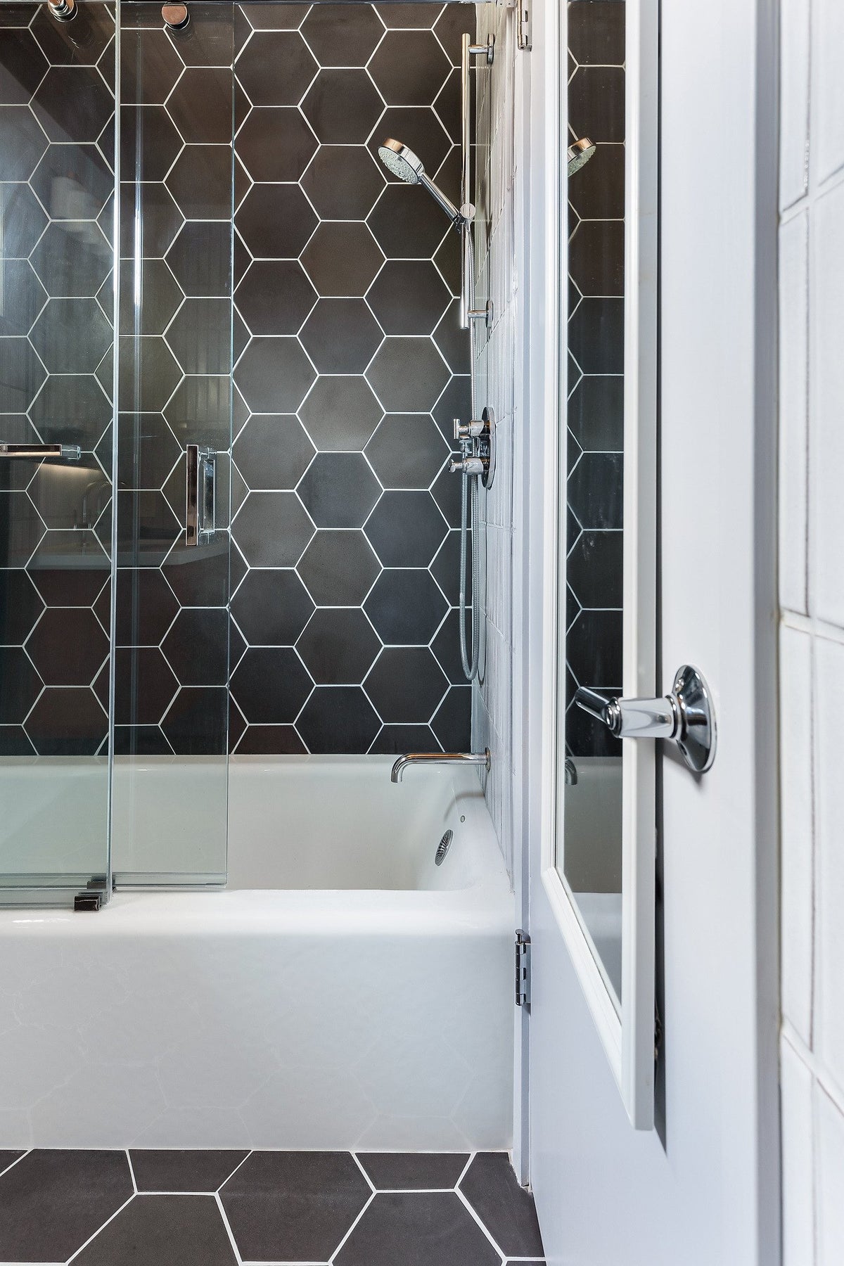 Tub and shower from the doorway