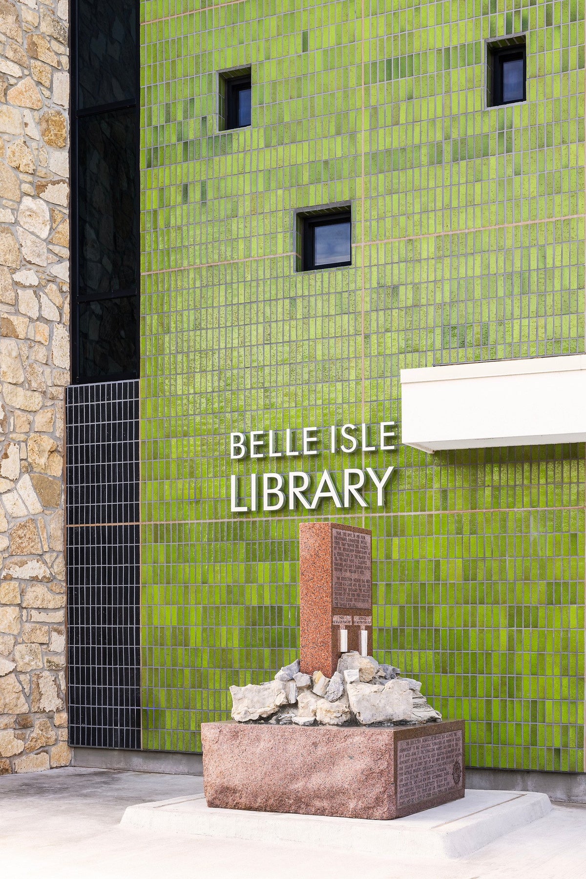 Library sign on Guacamole brick