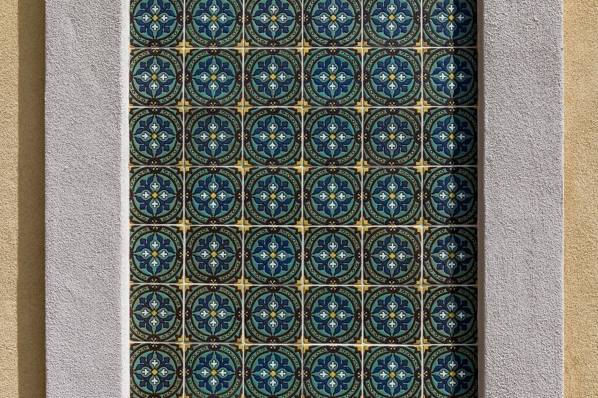 Deco panel framed in stucco