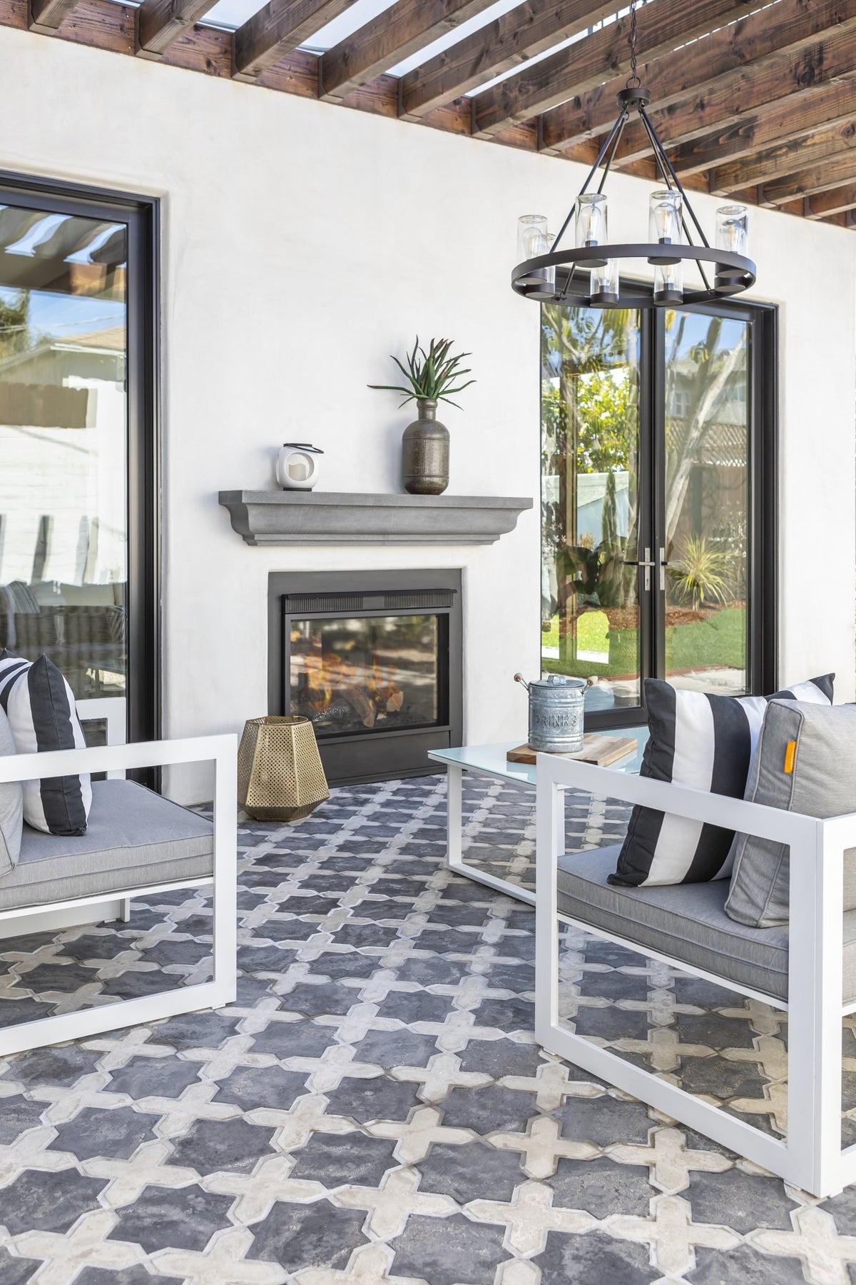 Patio floor under the pergola