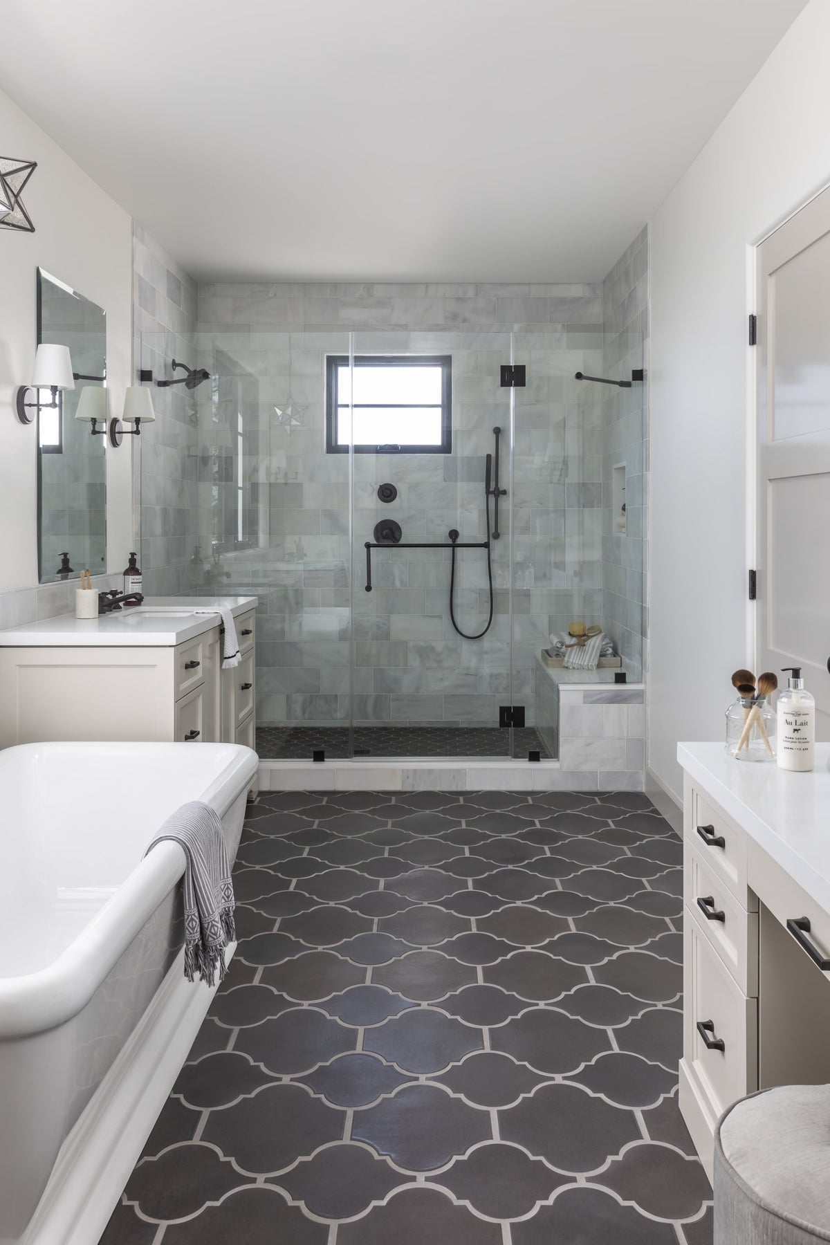 Main bath with Studio ceramic floor in May Gray