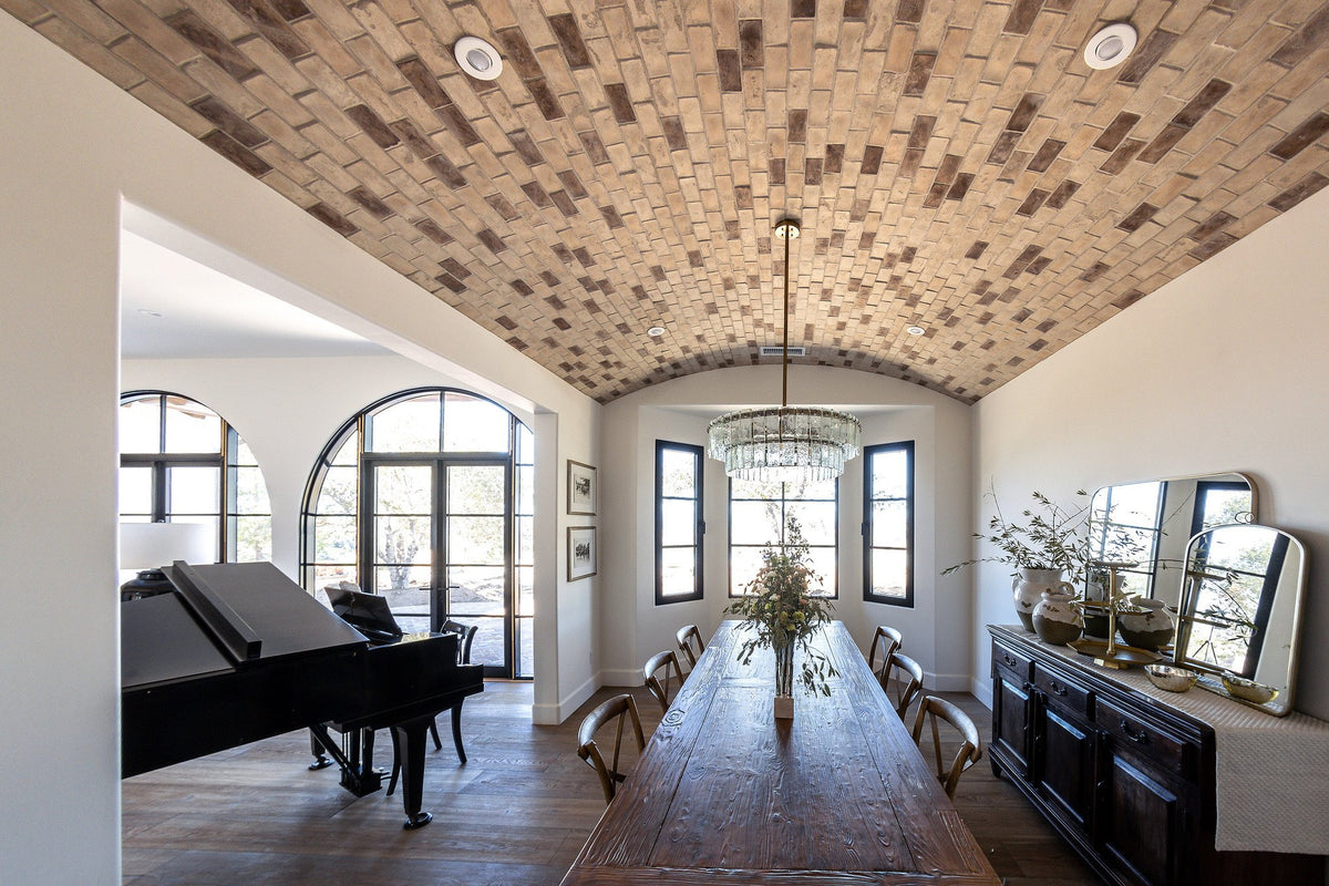 Dining room under a brick barrel vault