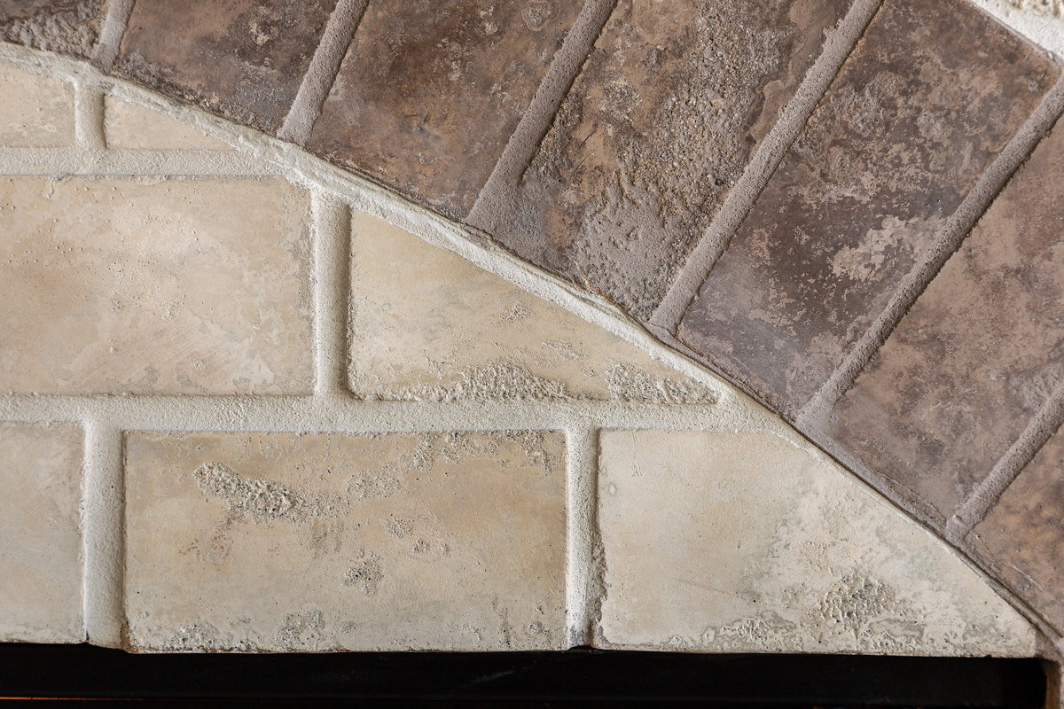 Brick arch detail over the firebox