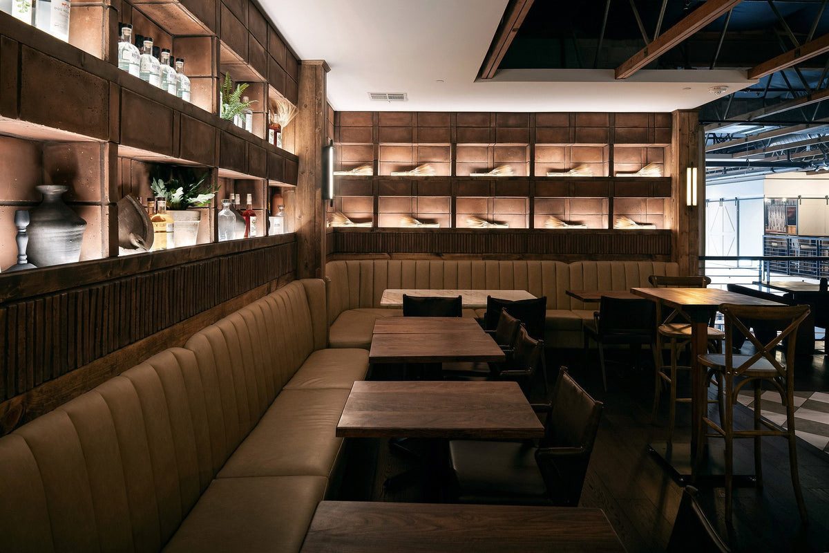 Dining room with Cotto Gold shelving
