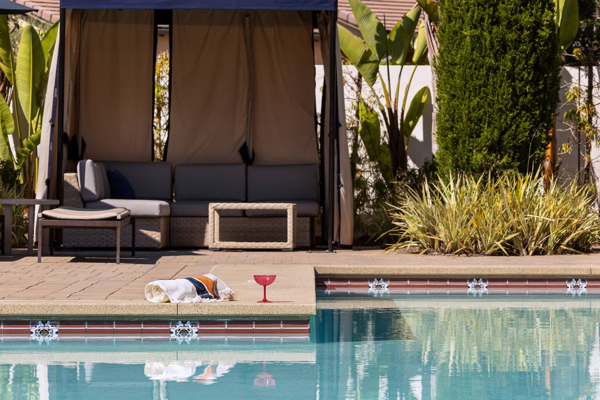 Cabana and pool waterline tiles