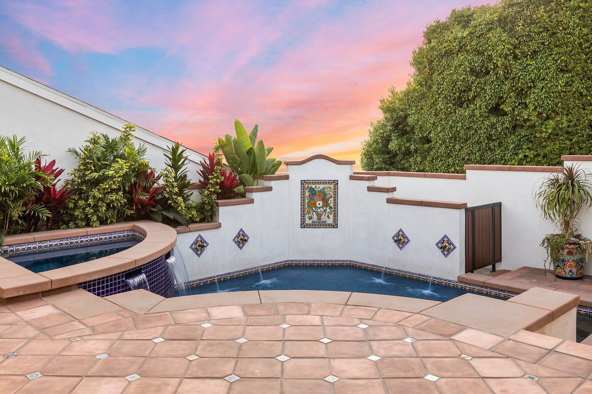 Pool courtyard in Artillo Cotto Dark