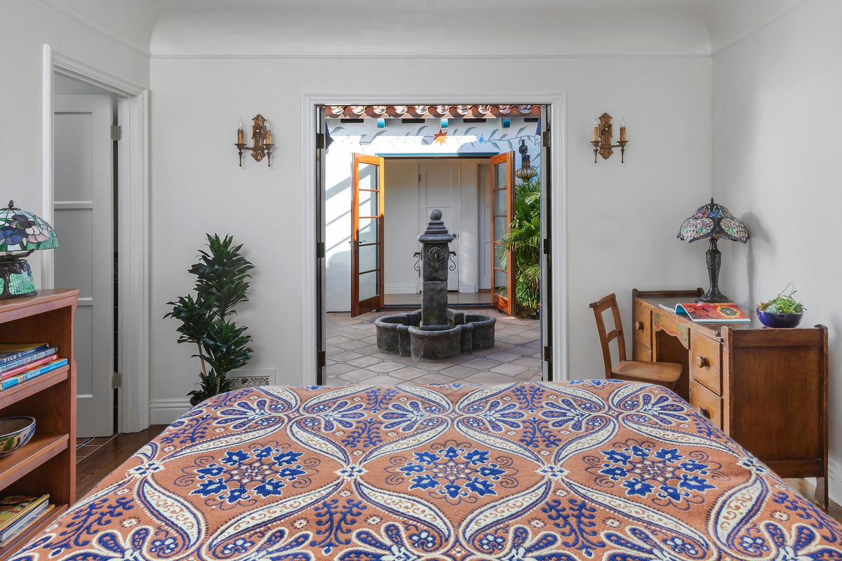 Bedroom view out to the fountain