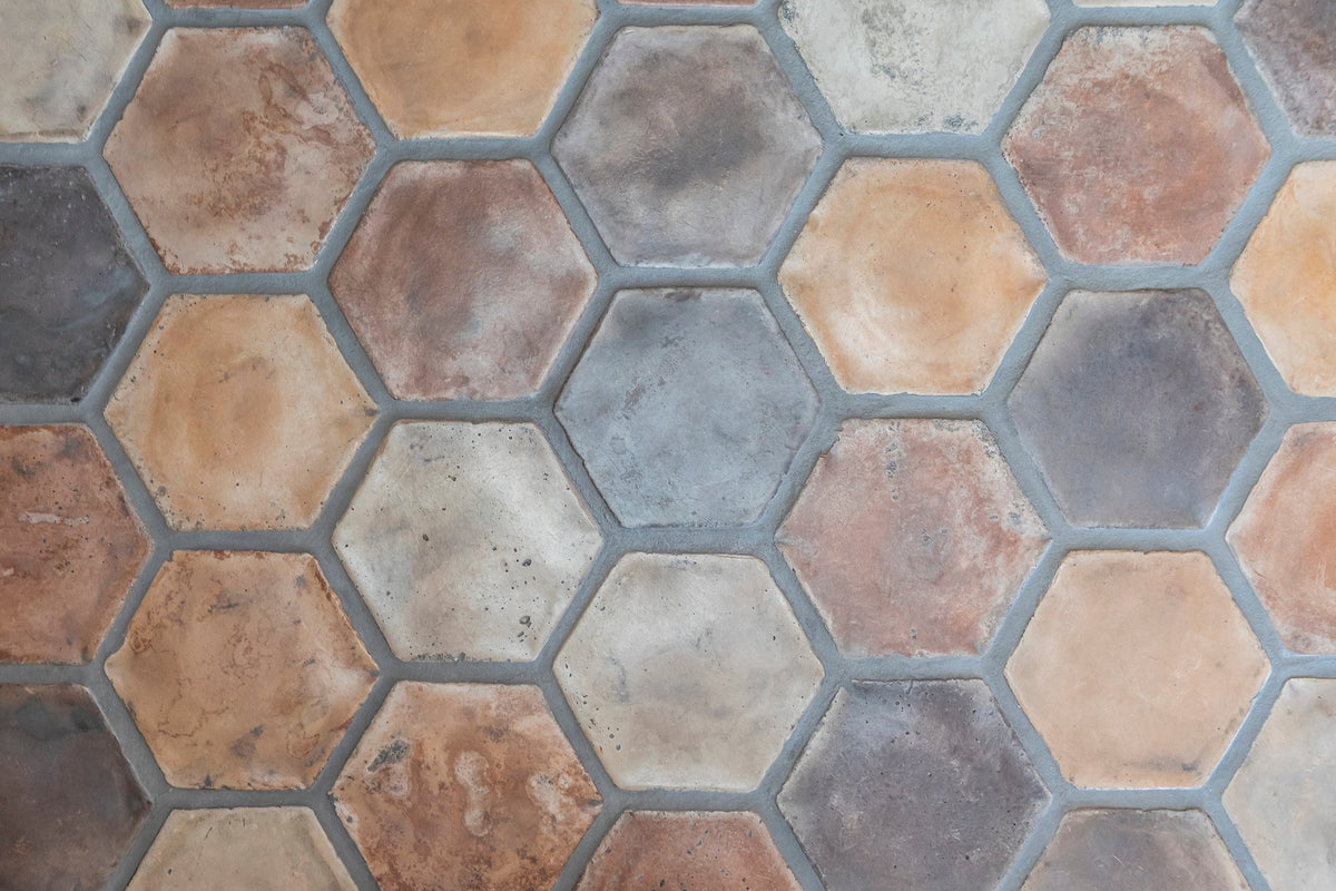 Close-up of Creme Fraiche Vintage hexagons