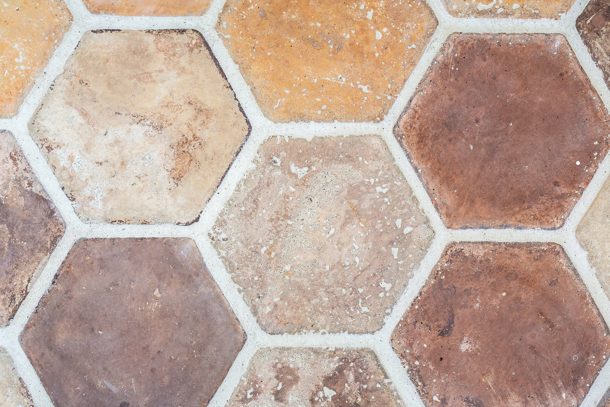 Close-up of handcrafted hexagons