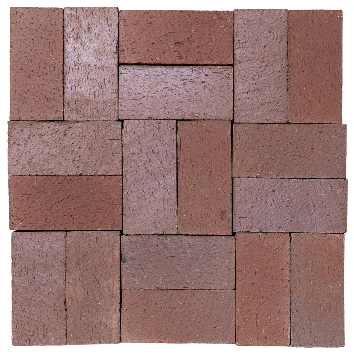 Several Catalina brick pavers in Medium Ironspot laid up together, showing the range within the color