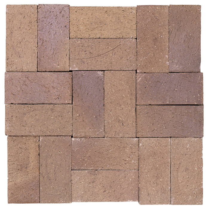 Several Catalina brick pavers in Pueblo Flashed laid up together, showing the range within the color