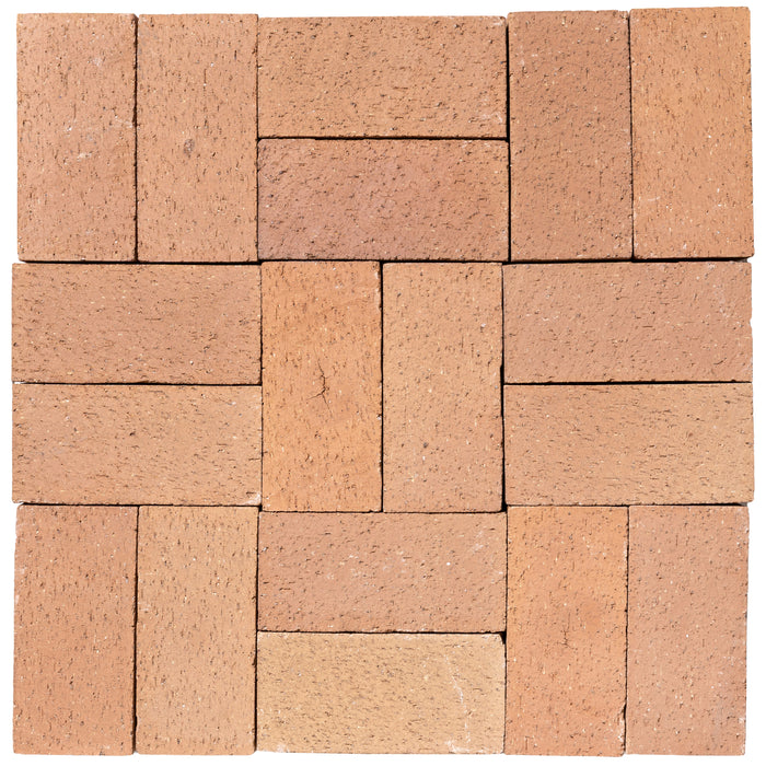 Several Catalina brick pavers in Saltillo laid up together, showing the range within the color