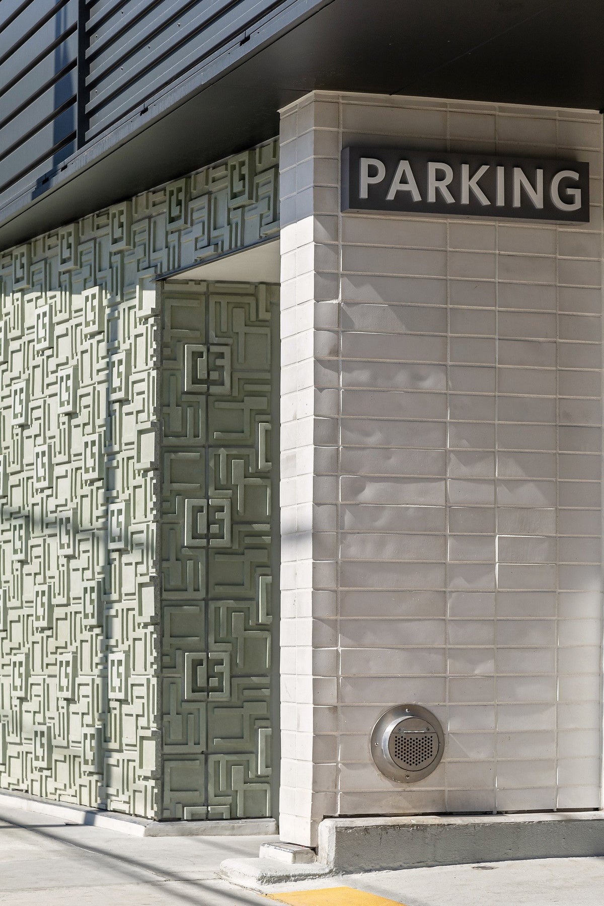 Patterned panels at the parking entry