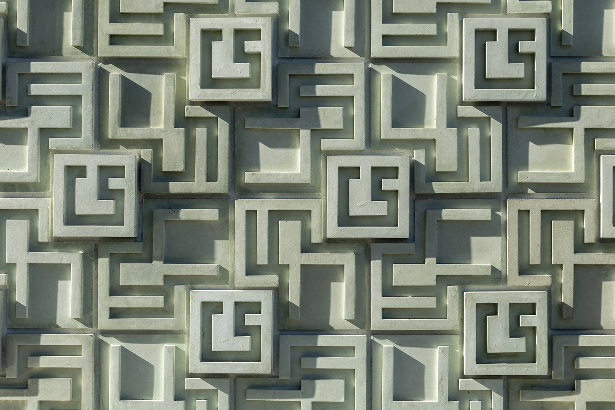 Interlocking square motifs up close
