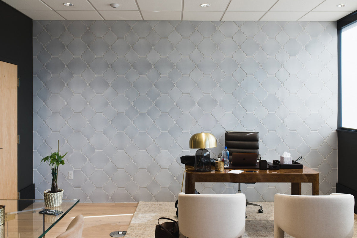 Office wall in Great White Arabesque