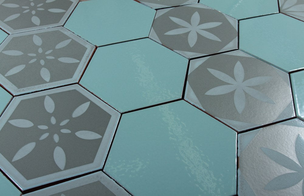 Silk Road hexagons in a mix of Rhino and Blue Haze