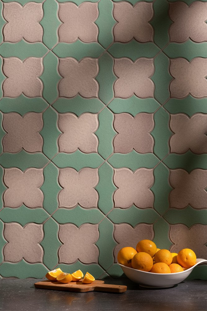 The Studio Amaryllis pattern on a wall, Tortoise against Linen