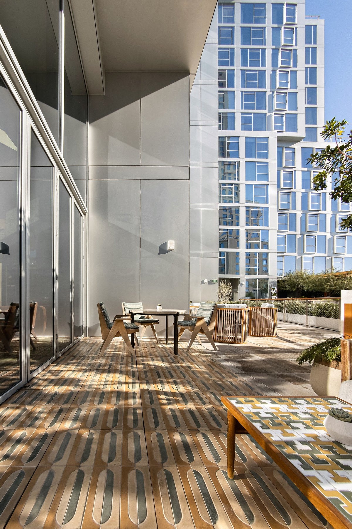 Terrace with downtown towers