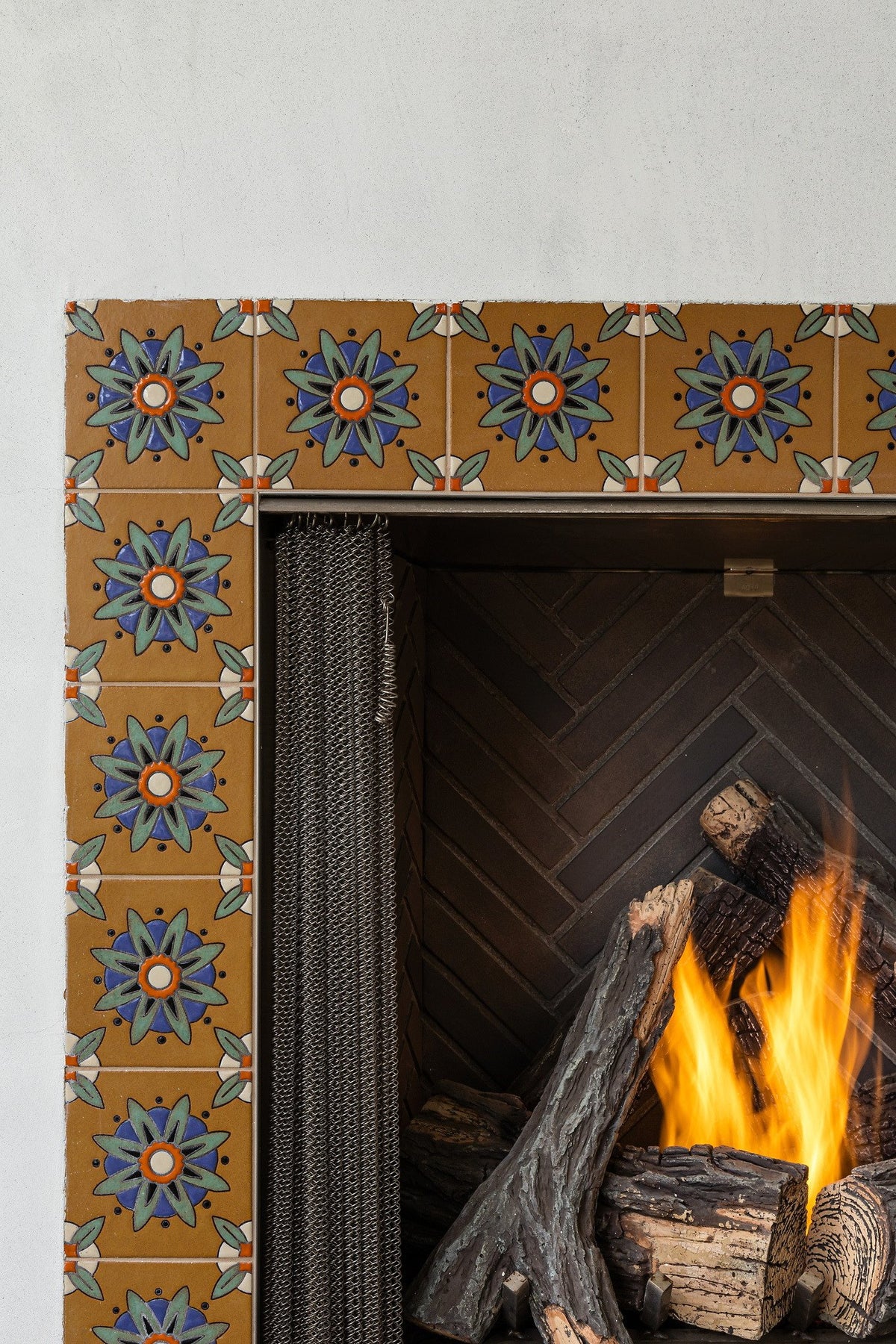 Hand-painted deco fireplace surround