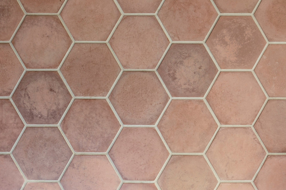 8" Hexagon tile in Cotto Dark
