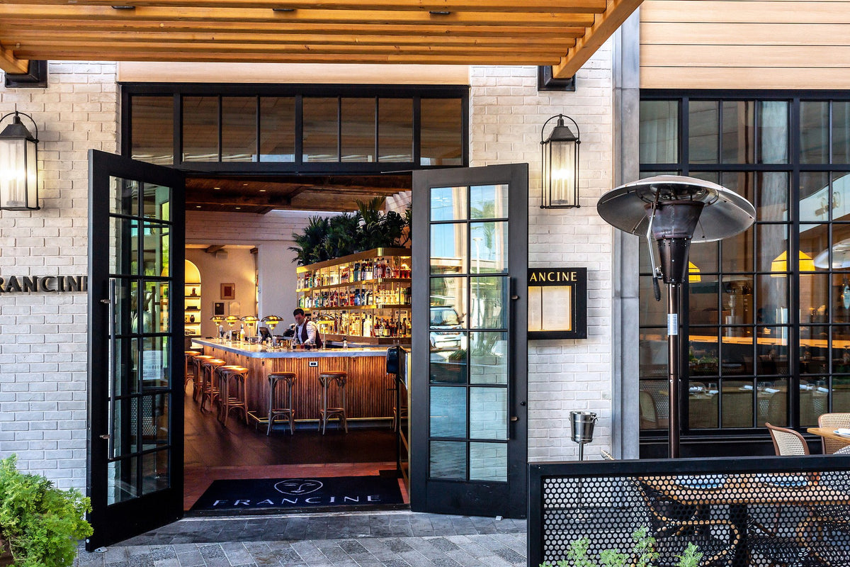 Open doors into the bar