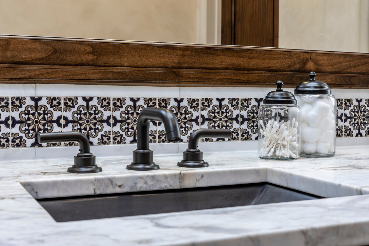 Deco tile band above the sink