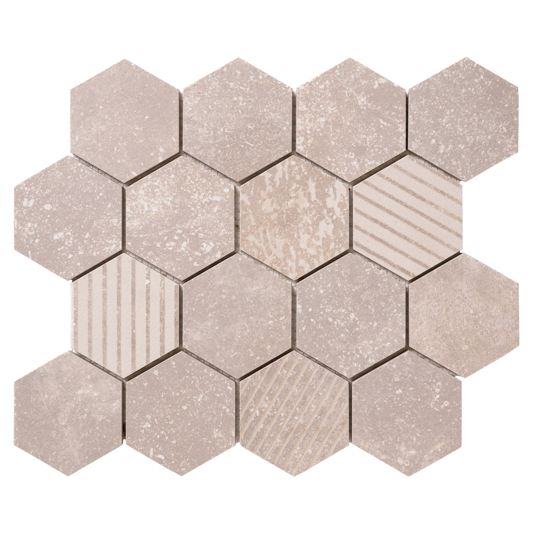 Italian Porcelain 10 Exa Mosaic 10x10 Crema Mix