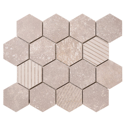 Italian Porcelain 10 Exa Mosaic 10x10 Crema Mix