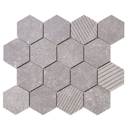 Italian Porcelain 10 Exa Mosaic 10x10 Grigio Mix