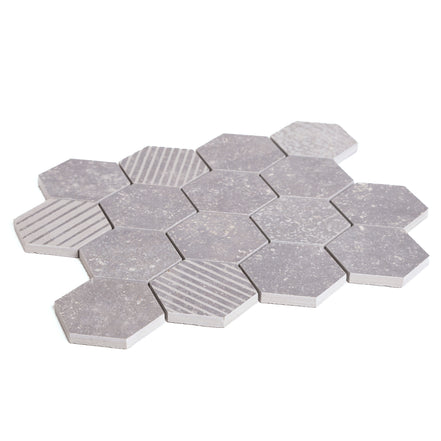 Italian Porcelain 10 Exa Mosaic 10x10 Grigio Mix
