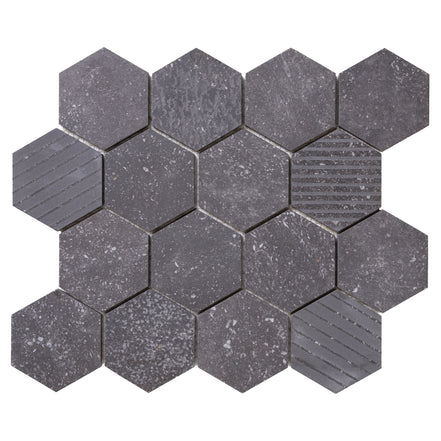 Italian Porcelain 10 Exa Mosaic 10x10 Nero Mix