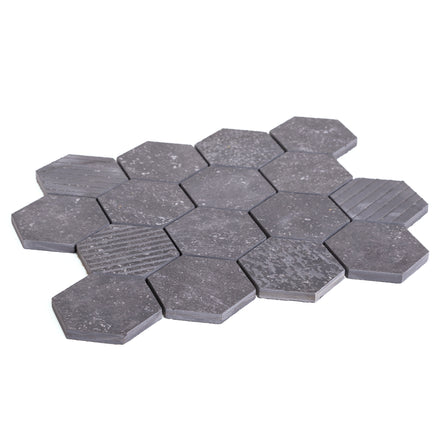 Italian Porcelain 10 Exa Mosaic 10x10 Nero Mix