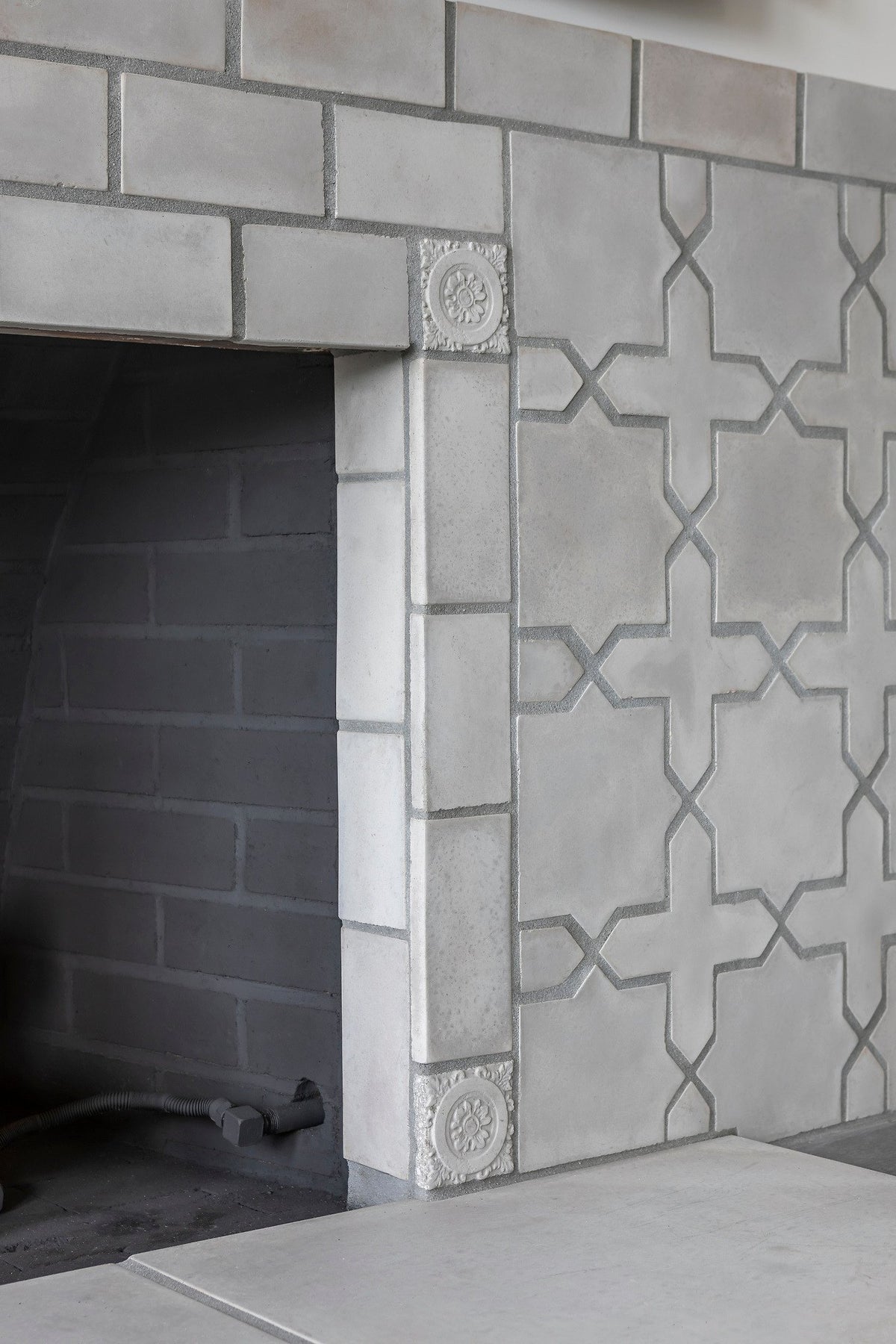 Firebox edge and rosette detail