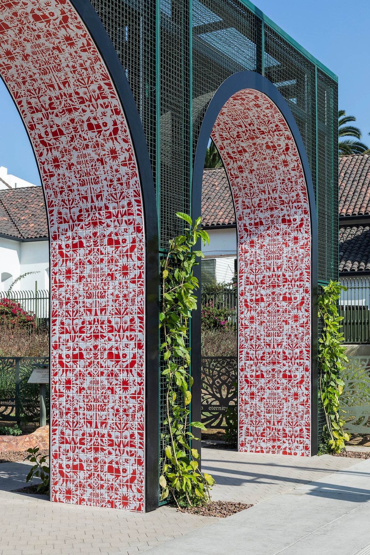 Curved arch clad in handpainted tile