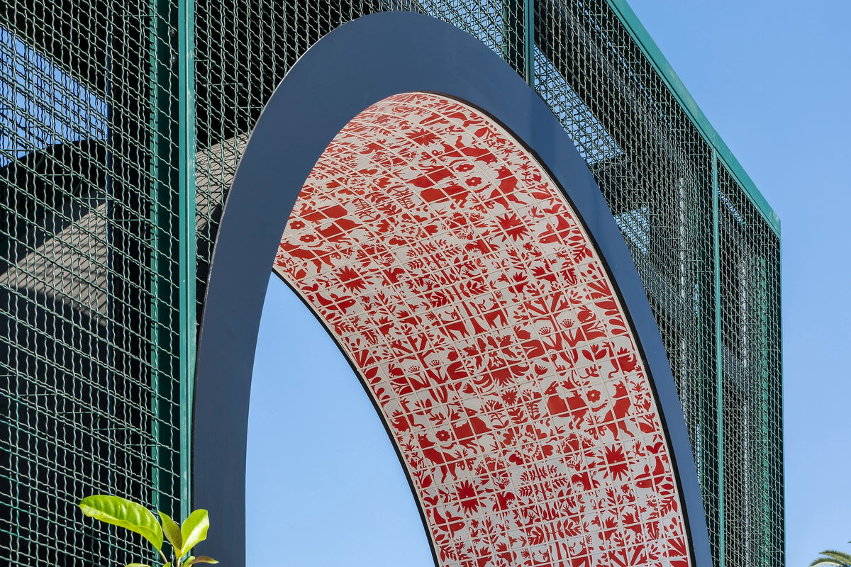 Underside of a tiled arch