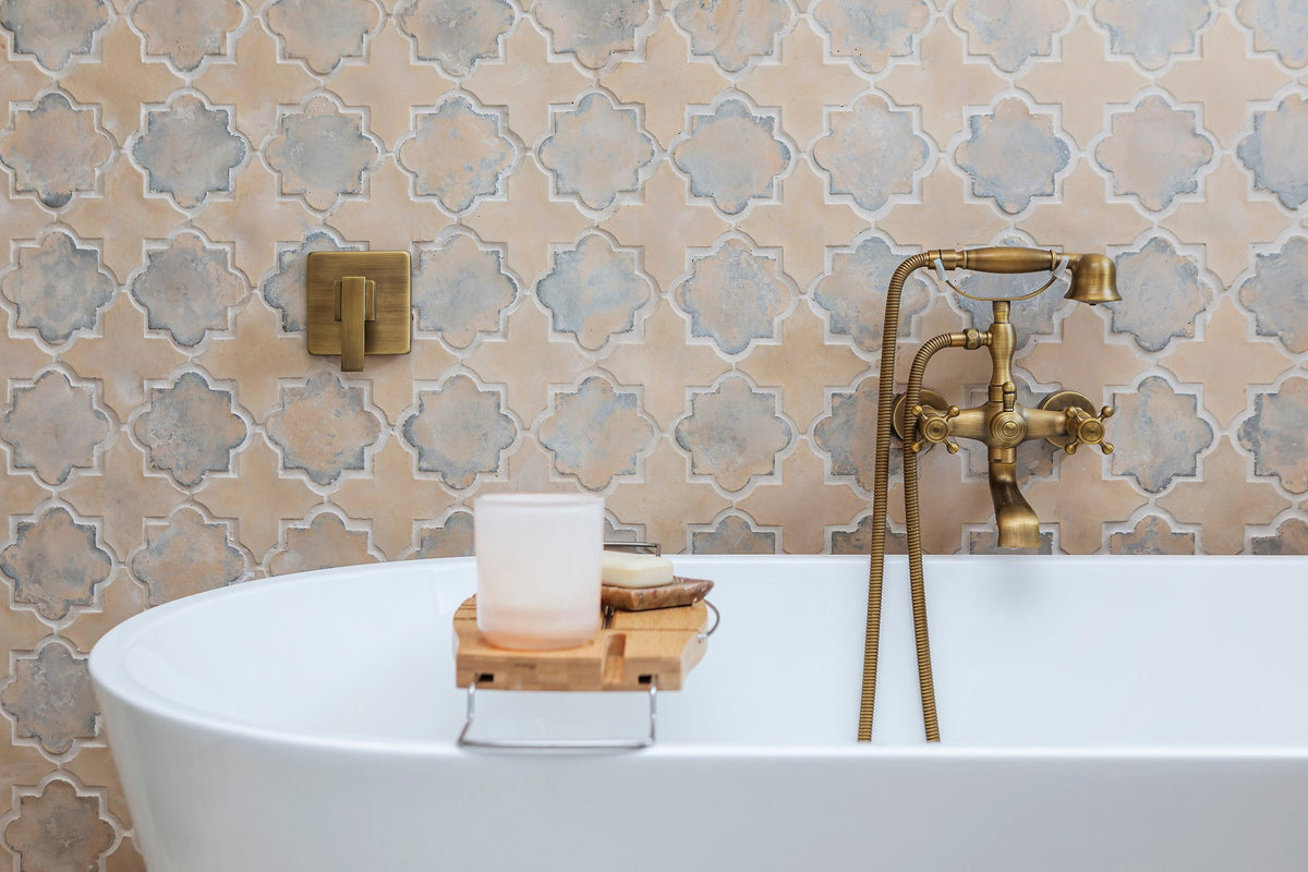 Brass tub filler on Winslet tile