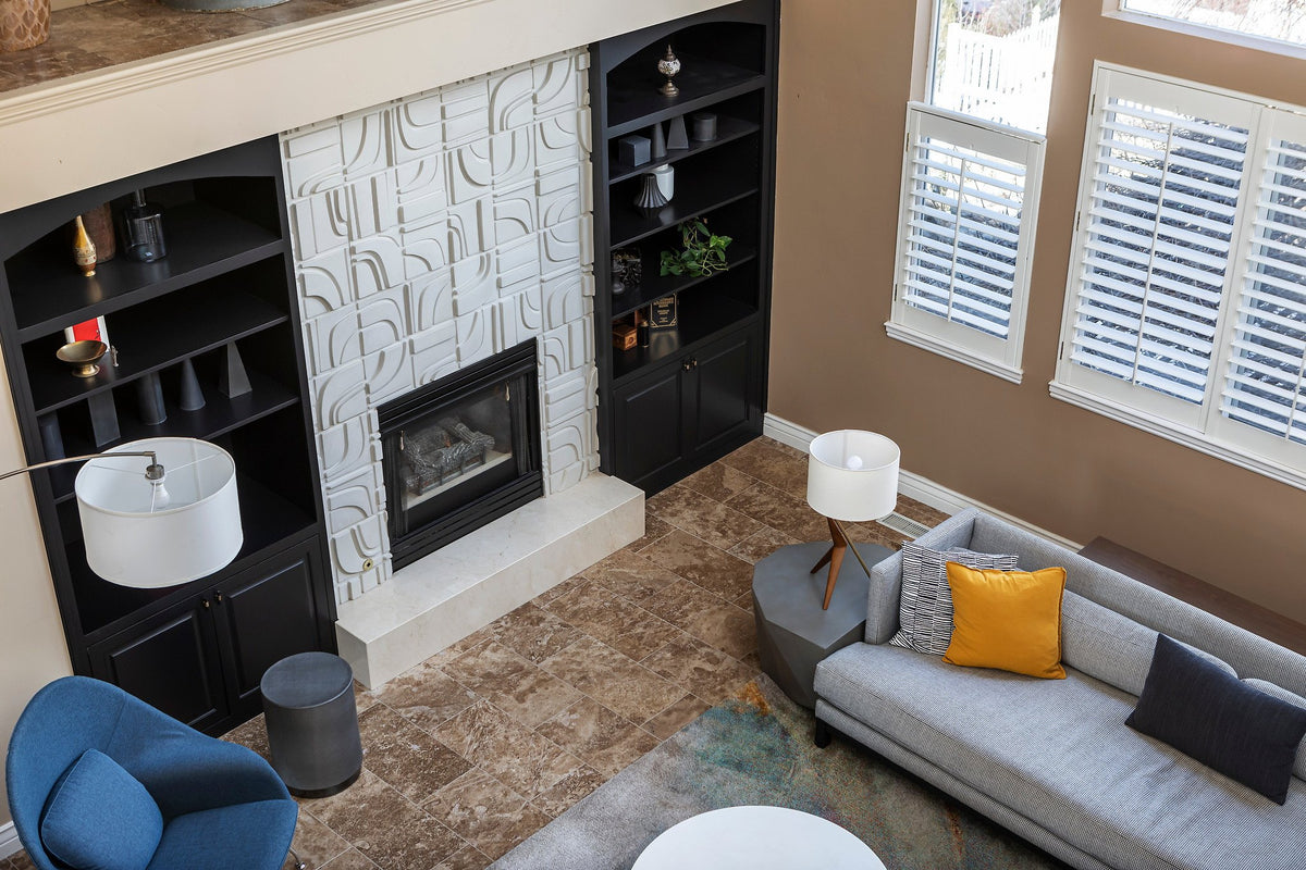 Fireplace wall seen from above