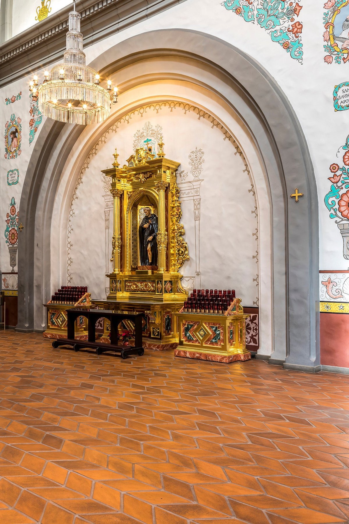 Side chapel arch and tile floor