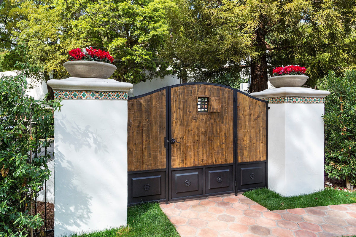 Gated entry on terracotta pavers