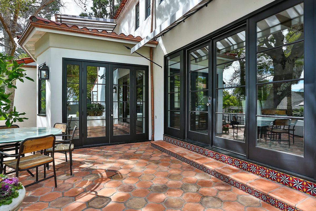 Back terrace along the glass doors