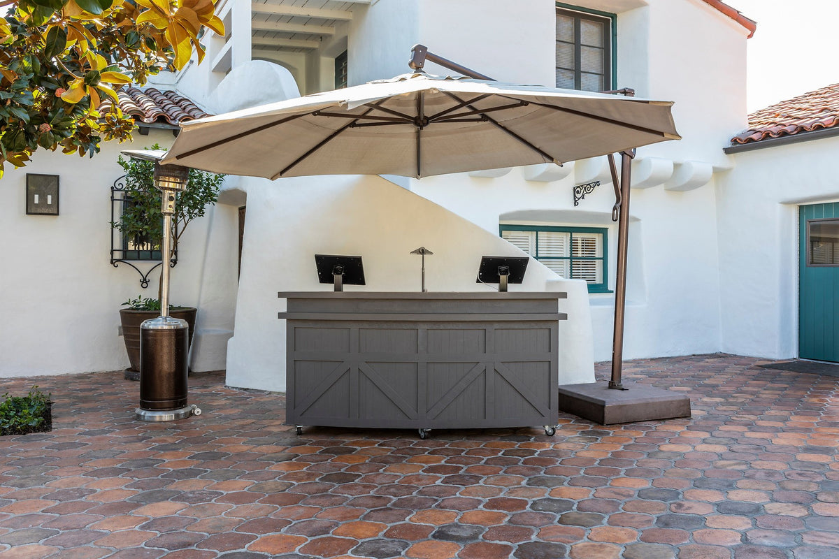 Courtyard bar under an umbrella