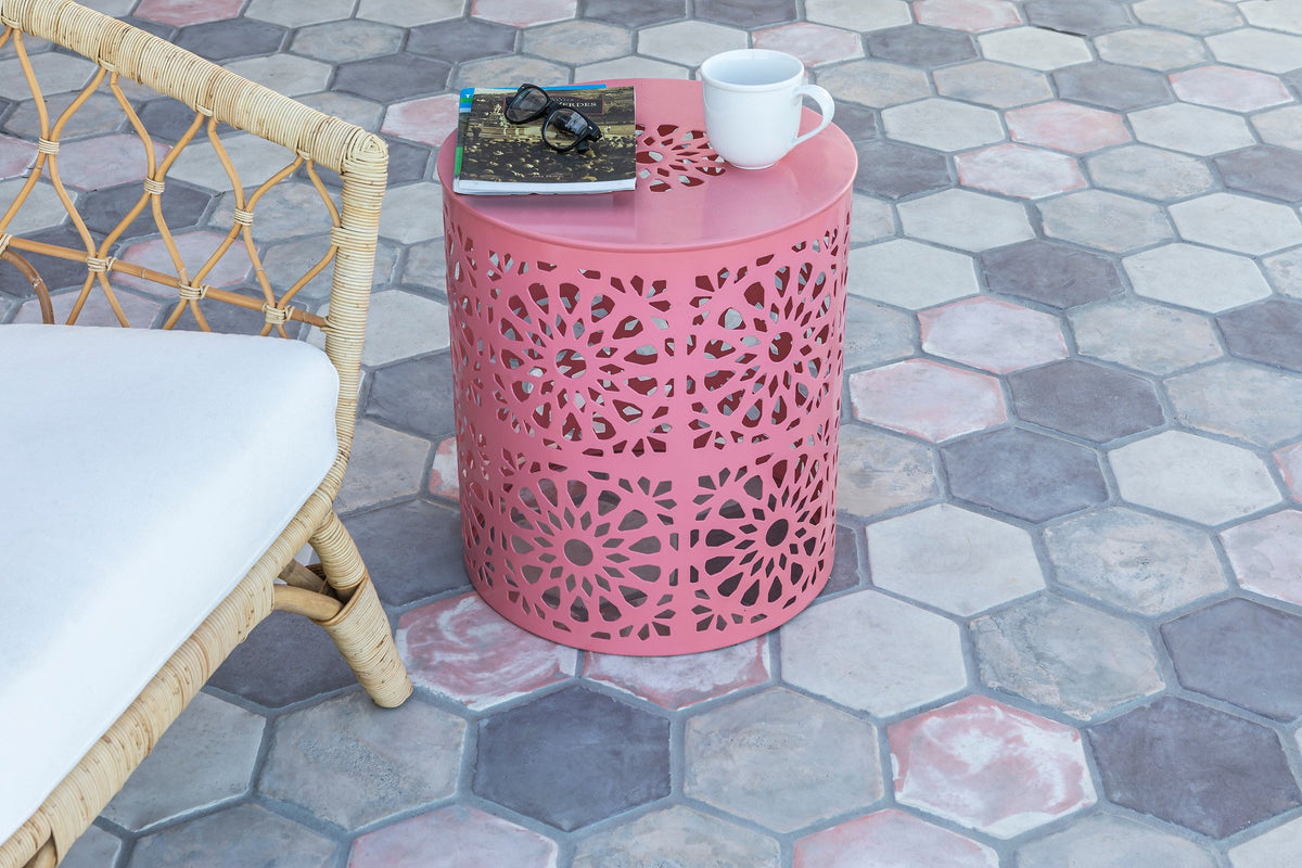 Hexagon blend in gray and rose