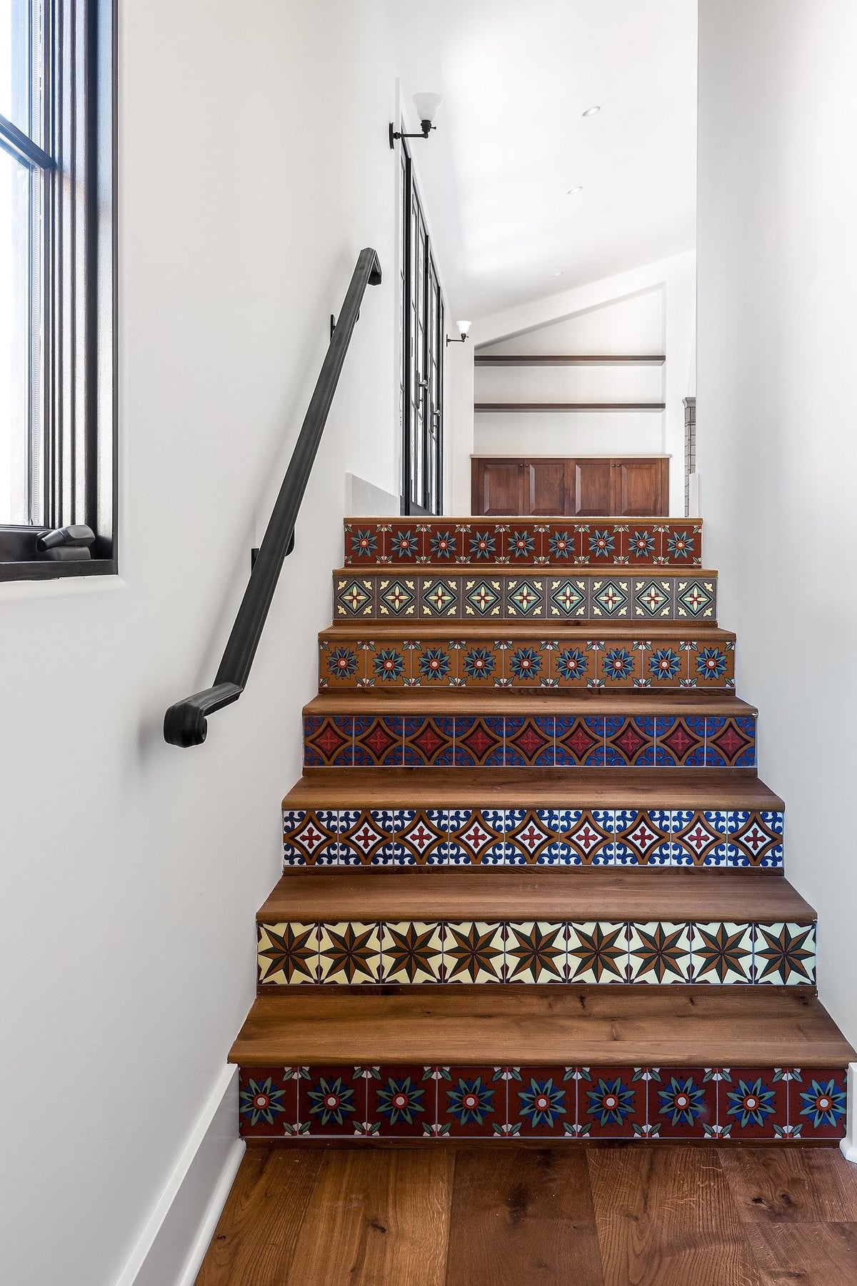 Stairs with mixed deco risers