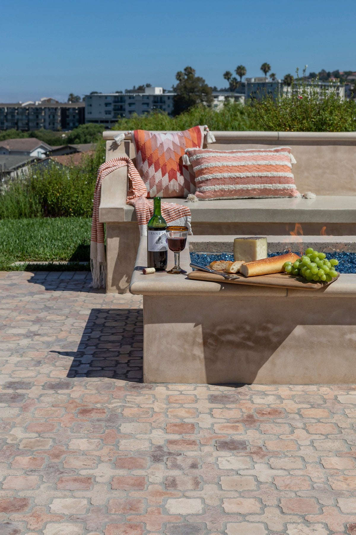 Built-in bench and fire feature