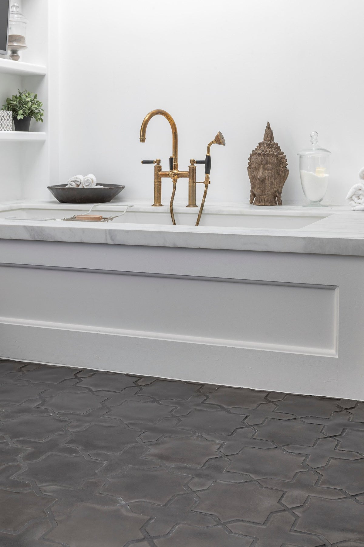 Tub deck and tile floor detail