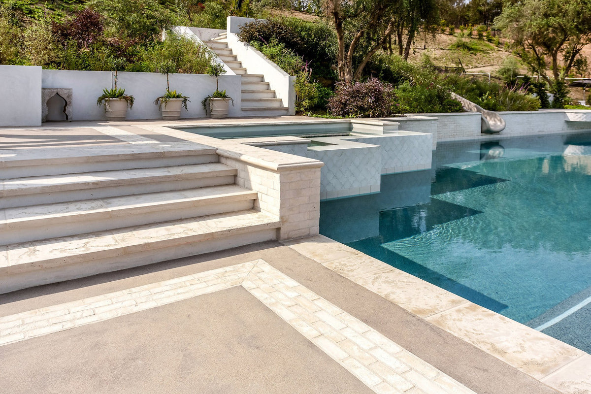 Steps and coping beside the spa
