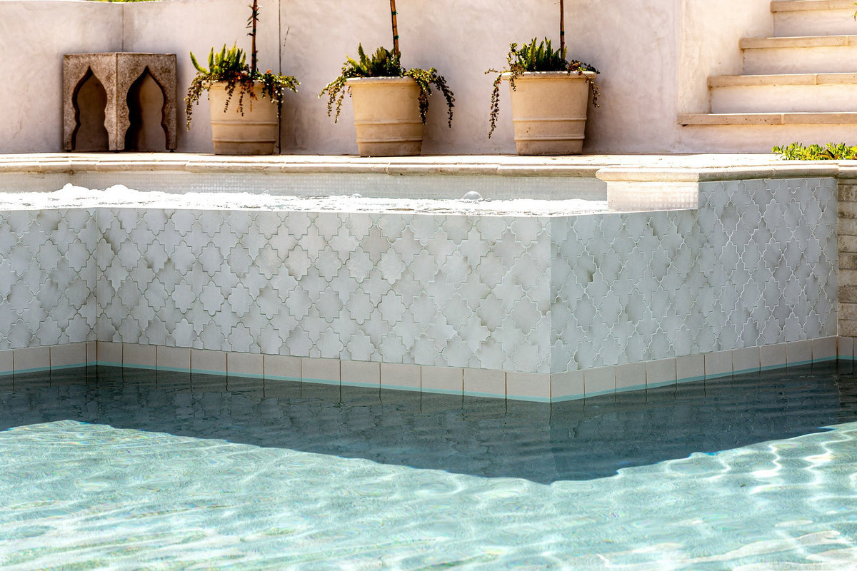 Spa wall below the planter ledge